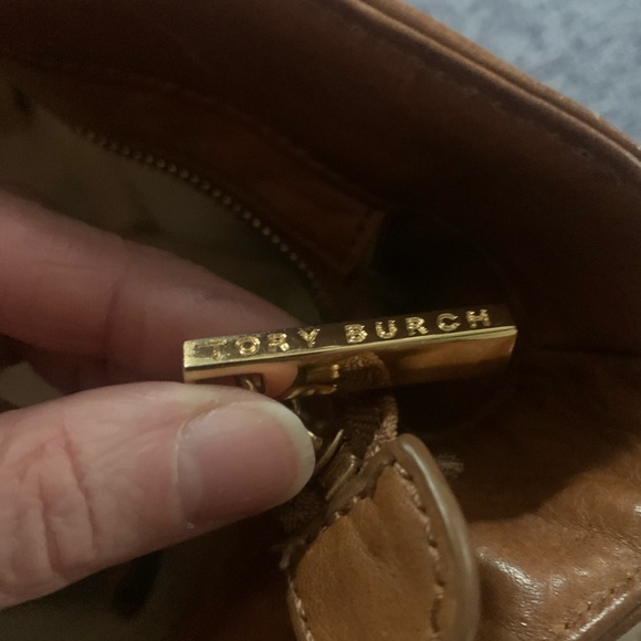 Authentic Tory Burch Bombe Tote Handbag Shoulder Bag Purse Caramel Camel Tan - Picture 9 of 13